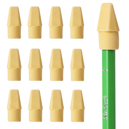 Image of Mr. Pen- Pencil Eraser Toppers, 120 Pack, Yellow, Cap Erasers | Pencil Top Erasers, Eraser Caps, Tops for Pencils