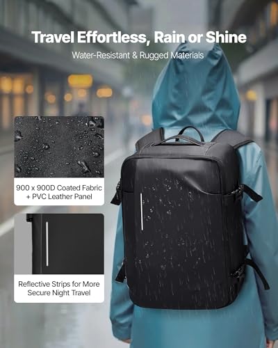 Image of VEVOR Vacuum Travel Backpack, 35L, Vacuum Seal Compression Travel Backpack with Air Pump, Multiple Pockets & Compartments, Water-Resistant Carry-On Suitcase Luggage, Casual Personal Item Bag, Black