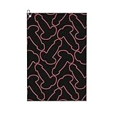 Loklneyk Penis Pattern Sign Microfiber Golf Towel with Carabiner Clip, 16x24 Inch Absorbent Waffle Weave Towel for Golf Bags