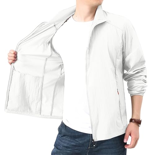 UOFOCO Mens Waterproof Sun-Protective Jackets Summer Casual Lightweight Zip Up Outdoor Loose Coats with Pockets4