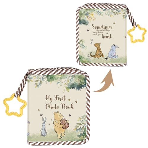 Image of Winnie Baby Memory Soft Album, My First Family Album Photo, Pooh Toddler photo album, My First Photo Book, Winnie Baby Photo Albums for Babies Newborn for Newborn Toddler Kids 5.5 x 7 inch