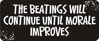 1080 Graphics 3 - The Beatings Will Continue Until Morale Improves 1 1/4" x 3" Hard Hat Biker Helmet Stickers Bs537
