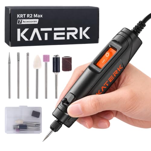 Gift for Men, Katerk Mini Rotary Tool Engraving Pen for Resin, 3D Printer | Corded USB-C Palm-Sized Tool for Sanding Polishing Carving, 16000RPM No Battery Needed with Accessory Bits for Jewelry