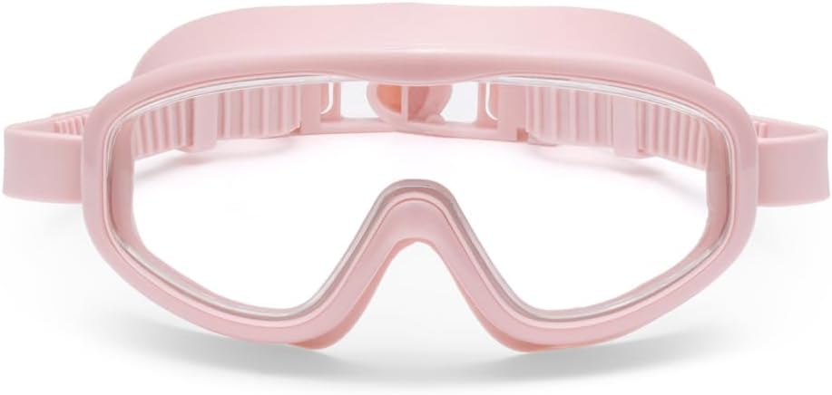 Swimming Goggles Kids Ages 3-8 - Lightweight Silicone, Anti-Fog Wide Lens, Retro Design Swim Goggles for Kids, Adjustable Straps, Hair-Safe Buckle, Cotton Pouch Included, French Rose