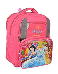 NK Bags NK Polyester 15 inch Pricess 2nd & 3th Class Pink School Bag for Girls