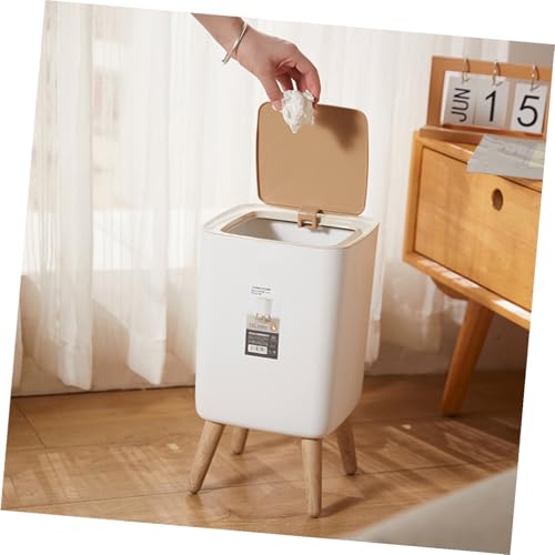 Bote de basura rectangular con tapa press estilo madera, 10L miniatura 4