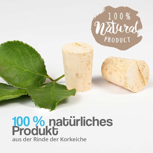Tuuters 100 Spitzkorken für Reagenzgläser, Medizinkorken, Länge = 22 mm, ⌀ = 16 zu 13 mm (22x16/13)