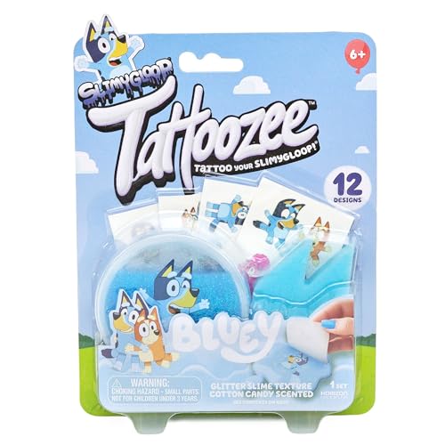 SLIMYGLOOP Tattoozee, Bluey Tattoo Transfer Slime Kit, Sensory Play for Kids Ages 6+, Cotton Candy Scented, Glitter Texture - image 7