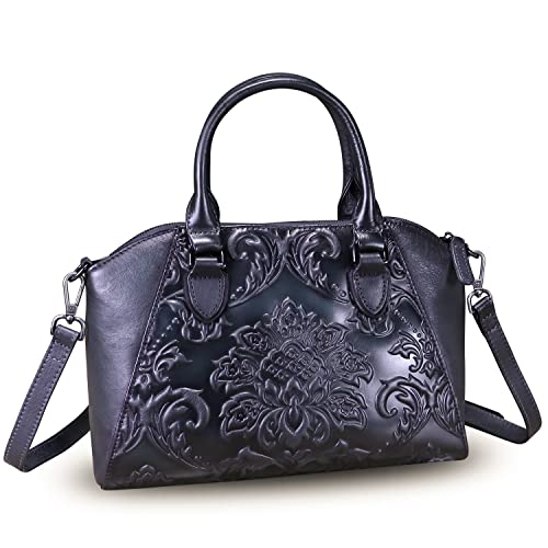 Bolso de cuero genuino vintage para mujer con asa superior miniatura 2