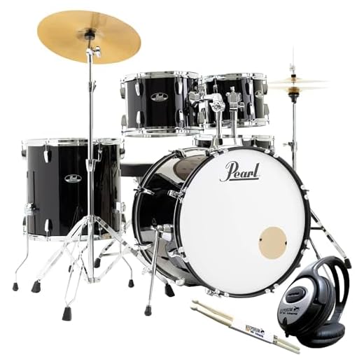 Pearl Roadshow RS525SC/C31 Jet Black - Juego completo de batería (incluye baquetas y auriculares keepdrum)