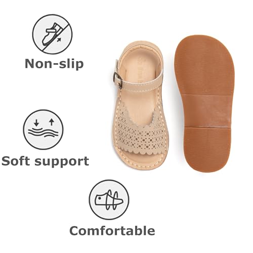 Image of THEE BRON Toddler Girls Vintage Open Toe Sandals Cushioned Comfy Summer Dress Shoes