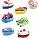 DQTYE 6 Pcs Bain Jouet Flottant Bateaux, Bébé Doux Squirt Baignade Jouets Baignoire Bande Dessinée Bande Dessinée PU Caoutchouc Navire Jeu d'eau Apprendre Jouet Éducatif pour Enfants Tout-Petits