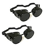 2 ALAZCO Black Welding Oxy-Acetylene Goggles Steampunk - 50mm Eye Cup #5 Lens - Welding, Torching, Soldering, Brazing & Cutting Metals - Made in Taiwan