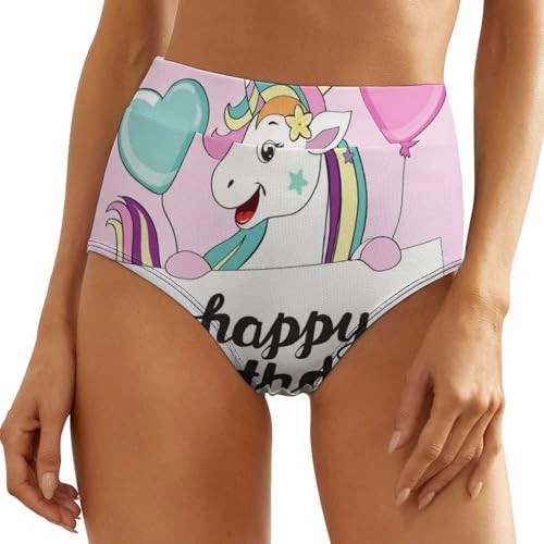 Tqmspg Bragas de cintura alta para mujer, color rosa unicornio (3) calzoncillos, multicolor, XXL