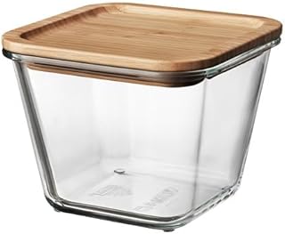 ＩＫＥＡ/イケア IKEA 365+：保存容器 ふた付き15x15x12cm ガラス/竹 （092.691.12）