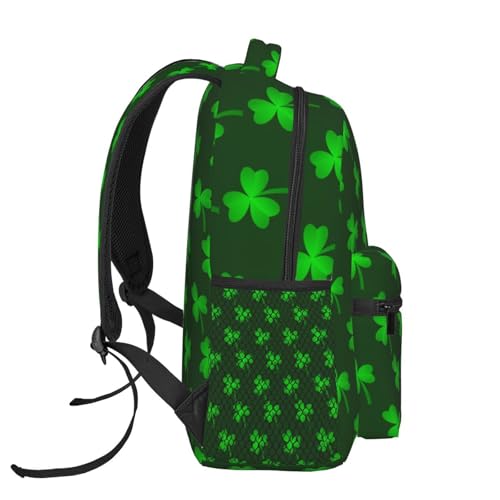 St Patrick's Day shamrock four leaf Lightweight Backpack Travel Casual Bags for Women or Men 15.7 Inches3