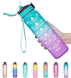 Portal Durable sports & fitness bottle, with time indicator, a hole, bisphene a, blue-purple color, 32 oz capacity