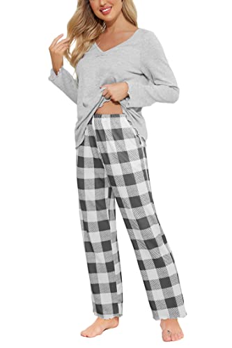 Ekouaer Pajamas Women Plaid Pjs Two Piece Lounge Set Soft Pajama Top And Pants Long Sleeve Sleepwear Sets Christmas Holiday #TOP3