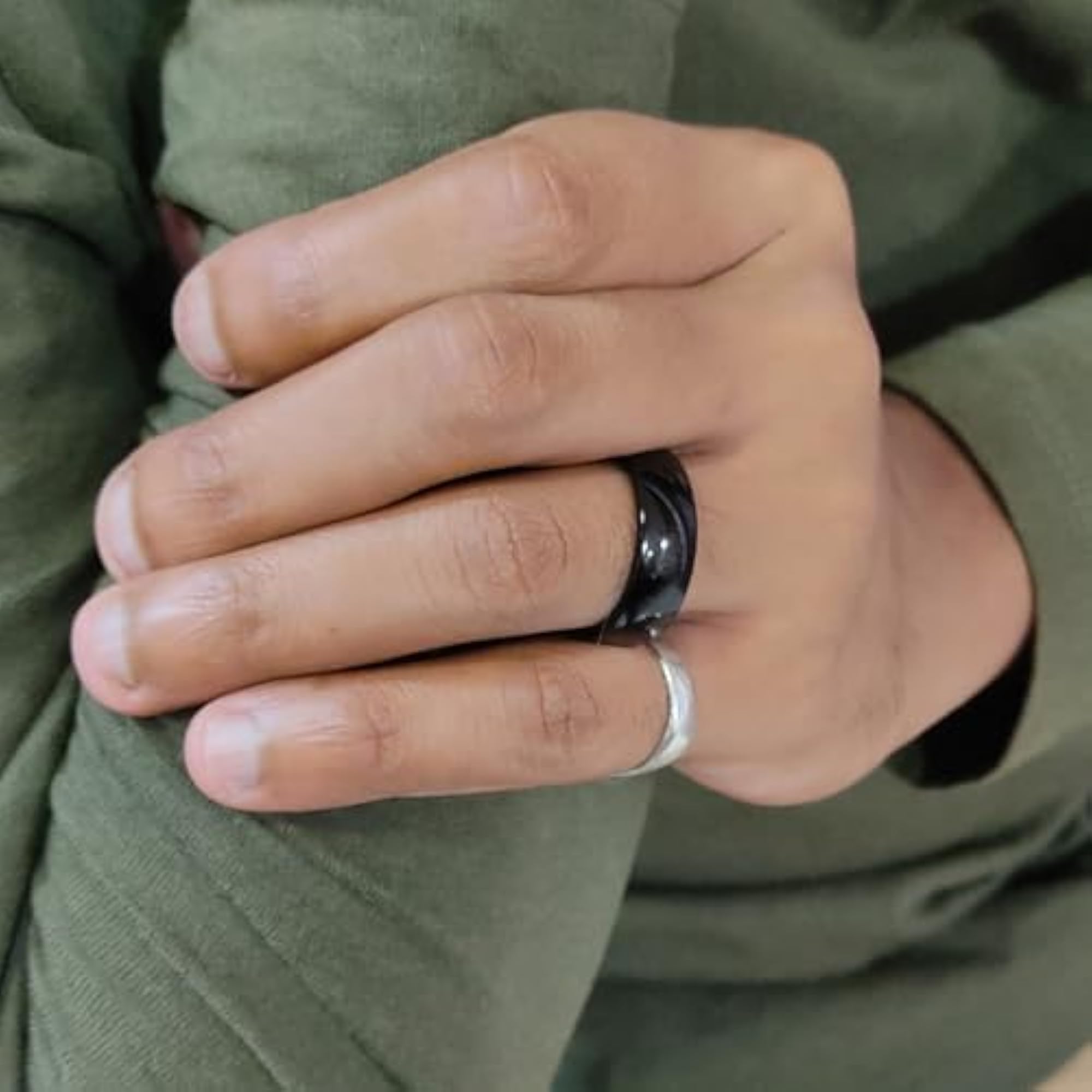Fully Matt Black Stainless Steel Band Ring for Men