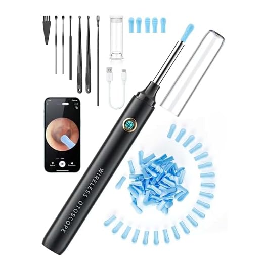 Ear Wax Removal, Ear Cleaner with Camera, Ear Wax Removal Kit with 1080P, Ear Camera Otoscope with Light, Ear Cleaning Kit for iPhone, iPad, Android Phones-Black(1080P)