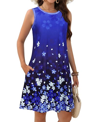 Image of JOLIGAL Womens Summer Dresses Casual Sleeveless Tshirt Sundress Beach Cover Up with Pockets Loose Tank Dress 2026