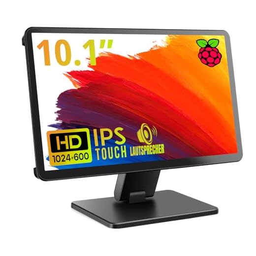 ROADOM 10,1" Touchscreen Monitor mit Gehäuse für Raspberry Pi 5/4/3/Zero, IPS FHD 1024×600, Responsive Touch, Dual integrierte Lautsprecher, HDMI-Eingang, vielseitiger Ständer