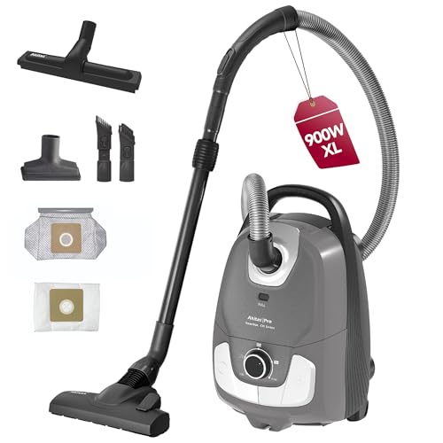 Akitas C11 900W Aspiradora con Bolsa Cable de 7m Potencia de Succión Ajustable Limpieza para Suelos Duros y Alfombras Cabezal de Cepillo Extra Incluido con 4 Accesorios Incluidos