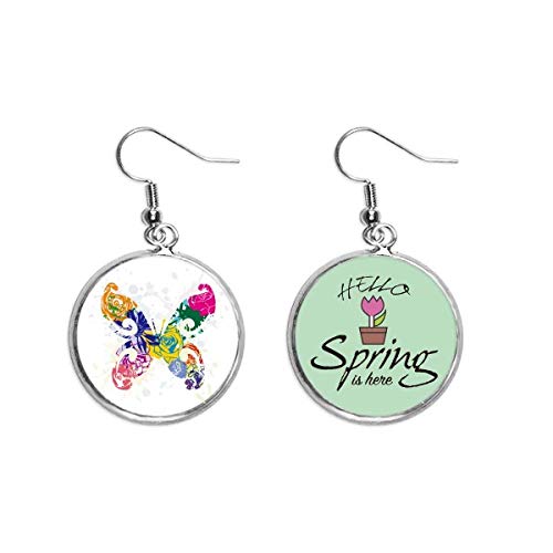 Pendientes de mariposa con flores estilo graffiti joyeria colgante