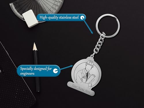 Image of SAVRI Personalized Keychain with Customized Name Engraving | Stainless Steel Round Professional Keychain