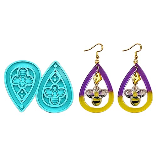 1 PC / 3PCS DIY Cristal Epoxi Molde Brincos Molde Pendurado Pingente Decoração Bonito Bee Moon Espel