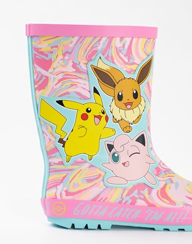 Pokémon Pikachu Eevee Jigglypuff Girls Multicoloured Rain Boots | Gotta Catch 'Em All Swirl Print | Pokemon Merch3