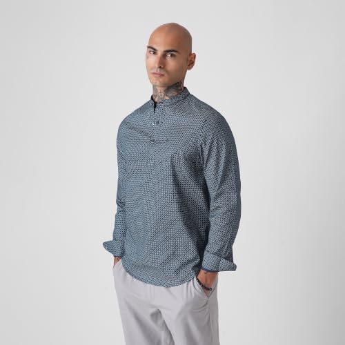 Image of BLUE BUDDHA Men's Printed Cotton Shirt | Tailored Fit Full Sleeve Casual Shirt for Men | Summer Office Casual Shirt