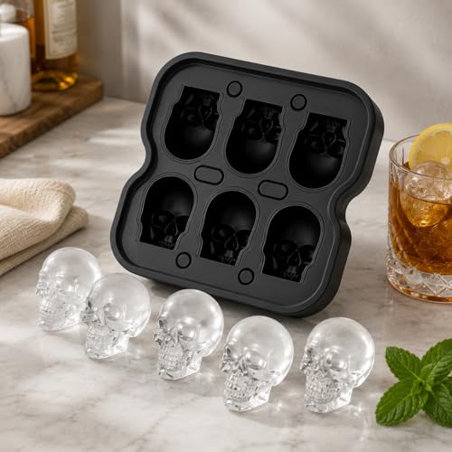 Molde para hielo calavera silicona 6 cavidades miniatura 6