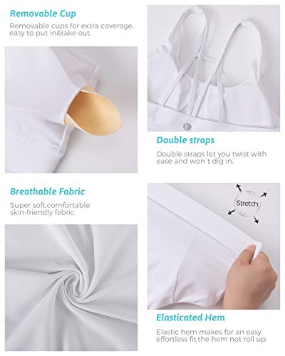 Image of RUNNING GIRL Sports Bras for Women Backless Padded Sports Bra Tank Top Long Line Gym High Impact Sports Bra Push up(WX2569White,XL)
