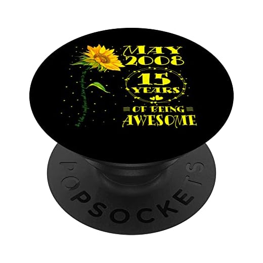 15 cumpleaños 15 años de edad, amante del girasol, niña nacida en mayo de 2008 PopSockets PopGrip Intercambiable