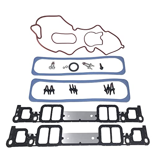 Image of Partsflow Upper & Lower Engine Intake Manifold Gasket Set For Cadillac Escalade For Chevrolet Express For Chevrolet G30 For GMC Savana For GMC Yukon For Isuzu Npr For Workhorse Fastrack OE#615-305