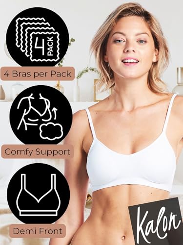Image of Kalon Women's 4 Pack Demi Padded Bralette Wireless Comfortable Bra