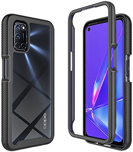 DOINK Custodia Protezione Totale per Oppo A52 / A72 / A92, [Ibrida Doppio Strato] [Antiurto 360°] [Trasparente] Cover Case in PC + Silicone TPU - Nero