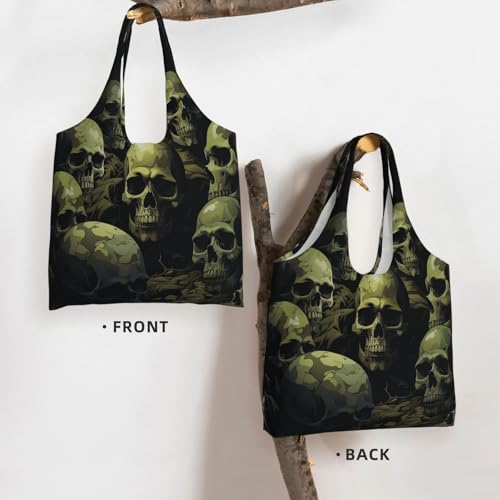 Canvas Tote Bag for Women Shoulder Tote Purse Reusable Grocery Bag Skull camouflage pattern Aesthetic Shopping Bags3