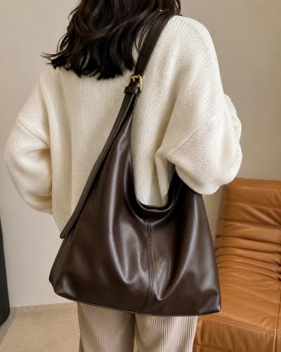 Image of Women's Large PU Leather Hobo Shoulder Bag