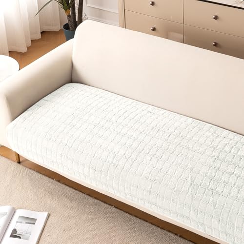 Image of HOKIPO 'Plush Haven' Premium Sofa Mat for 1 /2 /3 Seater & L Shape Sofa. Make Your Own Sofa Cover Set, Anti-Slip Mat Length 90(D) X 240(L) cm, White (AR-6288-WHT)