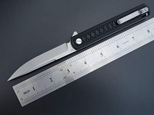 Eafengrow Ef16 Folding Knife Flipper Ball Bearing Point D2 Blade G10 Handle With Pocket Clip Everday Carry Pocket Knife Liner Lock Camping Tactical Outdoor Multitool (Black) #TOP1