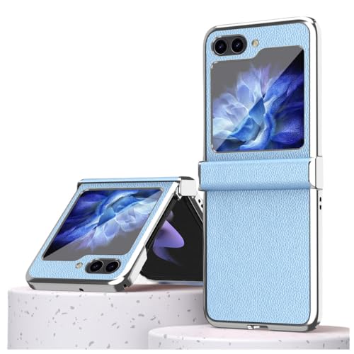 Protection charnière Samsung Galaxy Z Flip 4 étui de téléphone en cuir antichoc housse bleu 5G