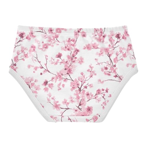Wusikd Cherry Blossom Girls' Underwear Cotton Sakura Girls Briefs Soft Toddler Underwear 8T2