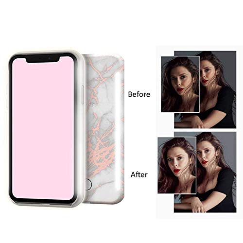 Cavaartis Case | Dual Front And Back Selfie Led Lighting Case | Dual Studio Lightning Metallic Gold Case | Variable Dimmer | Compatible With Iphone Xs/Xs Max (Xs Max, White Metallic Rose Gold) #TOP1