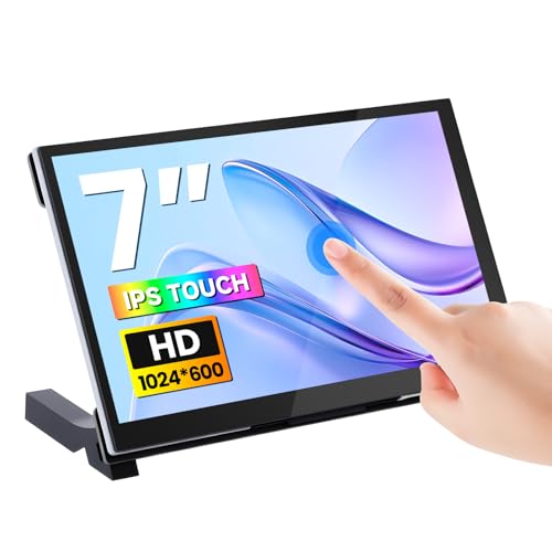 Image of 7 Inch Touchscreen Monitor for Raspberry Pi 5 /4 /3, 1024 x 600 IPS Display with 5-Point Touch Capacitive Screen, Plug and Play, Compatible with Raspberry Pi, Banana Pi, Jetson Nano