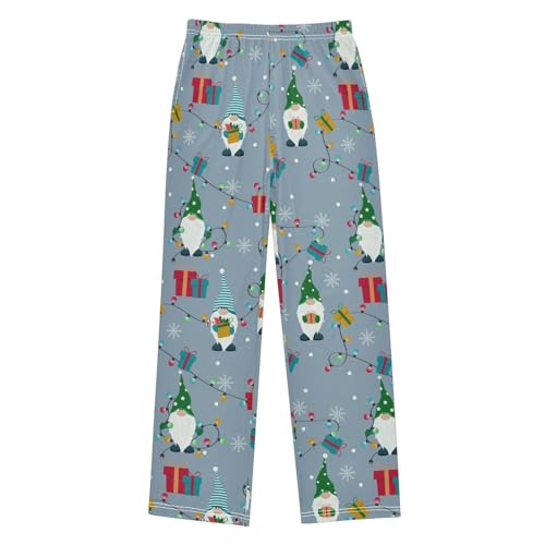 Gnome Xmas Lamps Boys Long Pants Soft Trousers Elastic Waist Kids Lounge Bottoms with Pockets S-XL