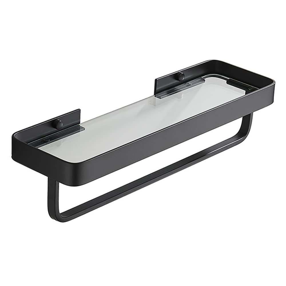 Mensola da doccia a parete da 30 cm, mensole da bagno in vetro temperato con portasciugamani – in alluminio h ideale per risparmiare spazio e nizing tials