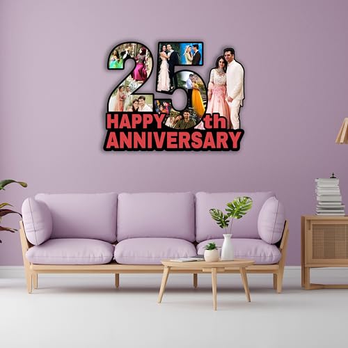 Image of Shri Kant Art 25th Anniversary Photo Frame Collage | Personalized Wedding Anniversary | Romantic Couple Memory Frame | Decorative Wall Art