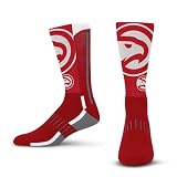 For Bare Feet NBA ATLANTA HAWKS Logo Zoom Mesh Secondary Color Crew Sock Size Large